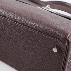 Hermès Kelly 32 Clemence Brown PHW- N Square Stamp