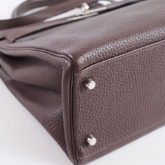 Hermès Kelly 32 Clemence Brown PHW- N Square Stamp