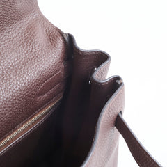 Hermès Kelly 32 Clemence Brown PHW- N Square Stamp
