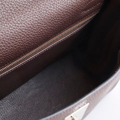 Hermès Kelly 32 Clemence Brown PHW- N Square Stamp