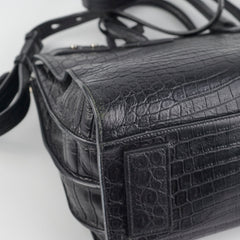 Saint Laurent Crocodile Embossed Calfskin Black