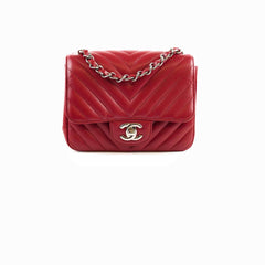 Chanel Caviar Chevron Mini Square Red