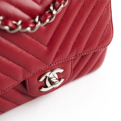 Chanel Caviar Chevron Mini Square Red
