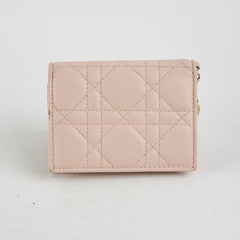 Christian Dior Cannage Card Holder Pink Lambskin