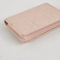 Christian Dior Cannage Card Holder Pink Lambskin