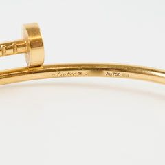 Cartier SM Juste un Clou (JUC) Bracelet Size 16 YG