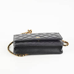 Chanel Wallet On Chain WOC Lambskin Black - Microchipped