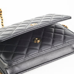 Chanel Wallet On Chain WOC Lambskin Black - Microchipped