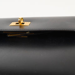 Hermès Hermes Kelly Depeches 25 Tadelakt Noir Black(U Stamp)