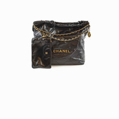 Chanel Medium 22 Black Goatskin