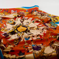 Hermès Kachinas 140cm Cashmere Scarf Orange