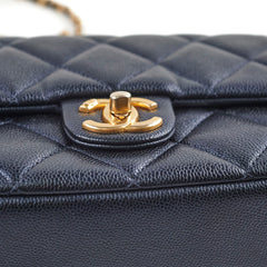 Chanel Seasonal Square Flap Iridescent Black Caviar Microchip