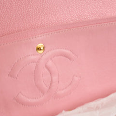 Chanel Vintage Classic Flap M/L 24K GHW Caviar Pink