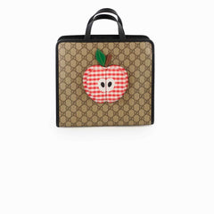 Gucci GG Supreme Apple Gingham Tote Brown/Black