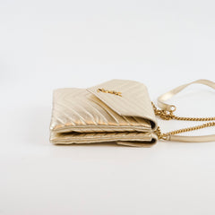 Saint Laurent Matelassé Gold Double Flap Shoulder