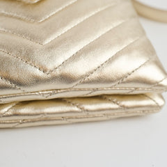 Saint Laurent Matelassé Gold Double Flap Shoulder