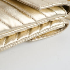 Saint Laurent Matelassé Gold Double Flap Shoulder