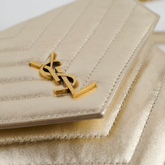 Saint Laurent Matelassé Gold Double Flap Shoulder