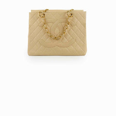 Chanel Vintage Grand Shopping Tote GST Beige Caviar