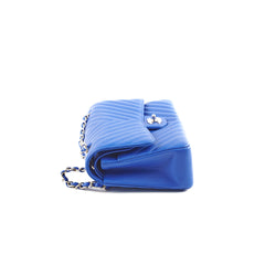 Chanel Medium/Large Caviar Chevron Classic Cobalt Blue 2021