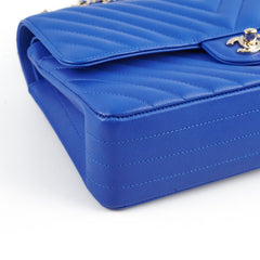 Chanel Medium/Large Caviar Chevron Classic Cobalt Blue 2021