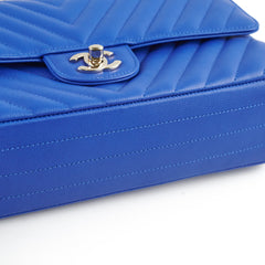 Chanel Medium/Large Caviar Chevron Classic Cobalt Blue 2021