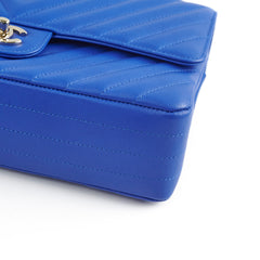 Chanel Medium/Large Caviar Chevron Classic Cobalt Blue 2021