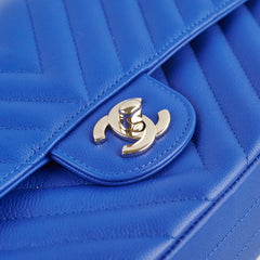 Chanel Medium/Large Caviar Chevron Classic Cobalt Blue 2021