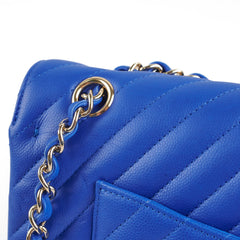 Chanel Medium/Large Caviar Chevron Classic Cobalt Blue 2021