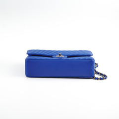 Chanel Medium/Large Caviar Chevron Classic Cobalt Blue 2021