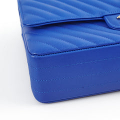 Chanel Medium/Large Caviar Chevron Classic Cobalt Blue 2021