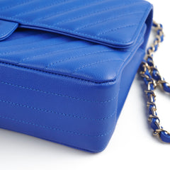 Chanel Medium/Large Caviar Chevron Classic Cobalt Blue 2021