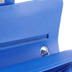 Chanel Medium/Large Caviar Chevron Classic Cobalt Blue 2021