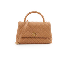 Chanel Medium Caviar Coco Handle Dark Beige