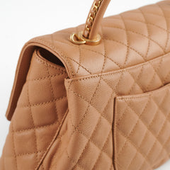 Chanel Medium Caviar Coco Handle Dark Beige