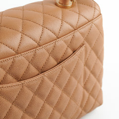 Chanel Medium Caviar Coco Handle Dark Beige