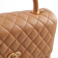 Chanel Medium Caviar Coco Handle Dark Beige