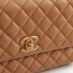 Chanel Medium Caviar Coco Handle Dark Beige
