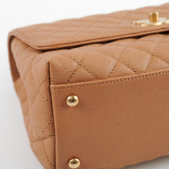 Chanel Medium Caviar Coco Handle Dark Beige
