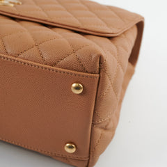 Chanel Medium Caviar Coco Handle Dark Beige