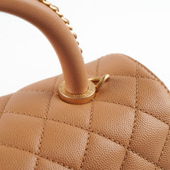 Chanel Medium Caviar Coco Handle Dark Beige