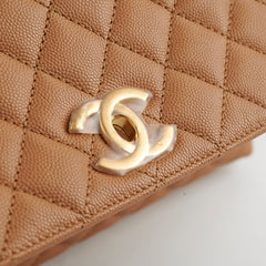 Chanel Medium Caviar Coco Handle Dark Beige