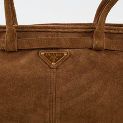 Prada Large Bonnie Suede Cinnamon