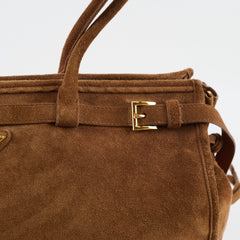 Prada Large Bonnie Suede Cinnamon