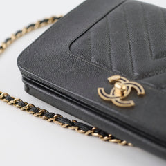 Chanel Seasonal Wallet on Chain WOC Caviar Dk Grey (27 Series)