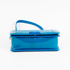 Chanel Boy Old Medium Turquoise Blue Patent