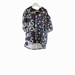 Louis Vuitton Split Hawaiian Galaxy Silk Shirt Navy Size M