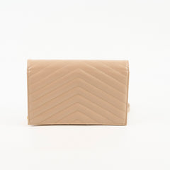 Saint Laurent Cassandre Envelope Wallet on Chain WOC Beige