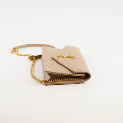 Saint Laurent Cassandre Envelope Wallet on Chain WOC Beige