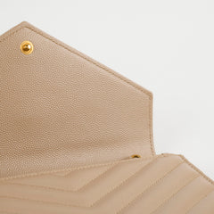 Saint Laurent Cassandre Envelope Wallet on Chain WOC Beige